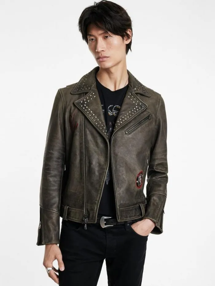 Hot John Varvatos ALICE COOPER LEATHER BIKER ASH