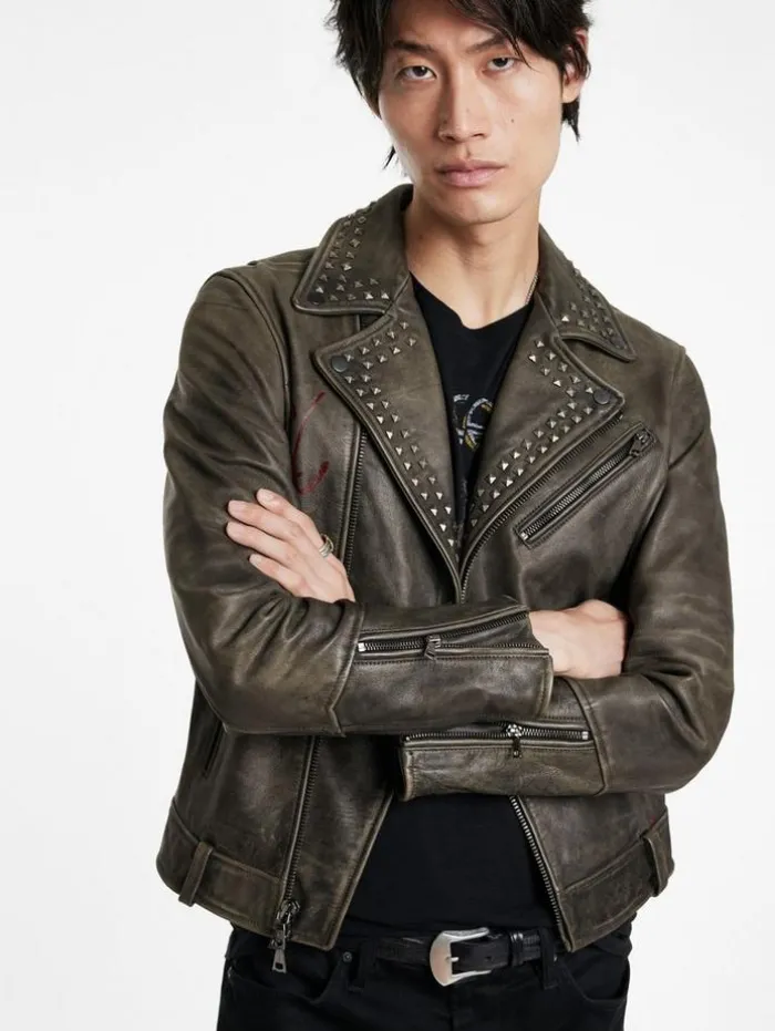 Hot John Varvatos ALICE COOPER LEATHER BIKER ASH