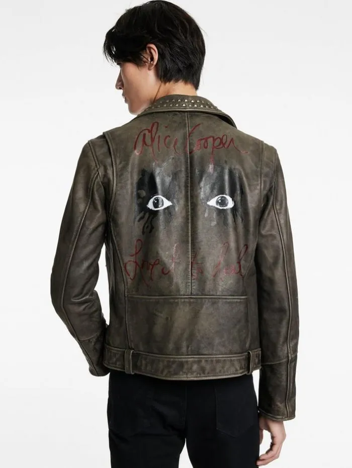Hot John Varvatos ALICE COOPER LEATHER BIKER ASH