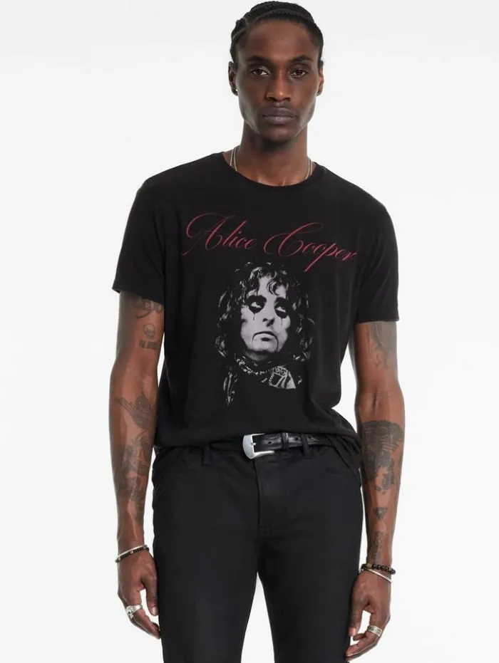 Hot John Varvatos ALICE COOPER SCRIPT TEE BLACK