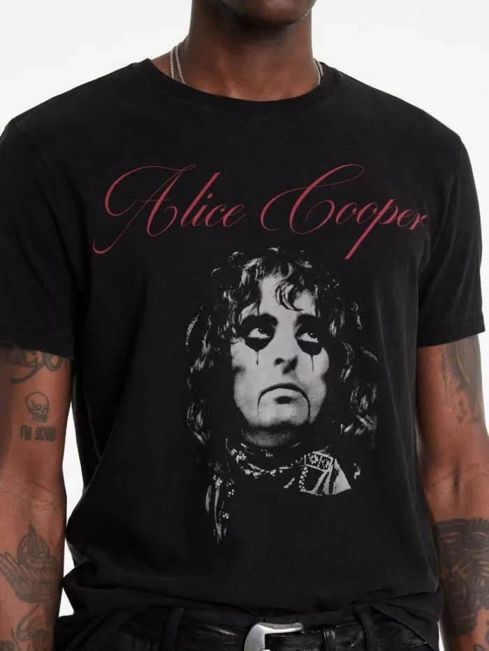 Hot John Varvatos ALICE COOPER SCRIPT TEE BLACK