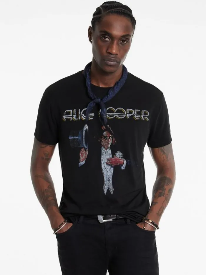 Cheap John Varvatos ALICE COOPER TOP HAT TEE BLACK