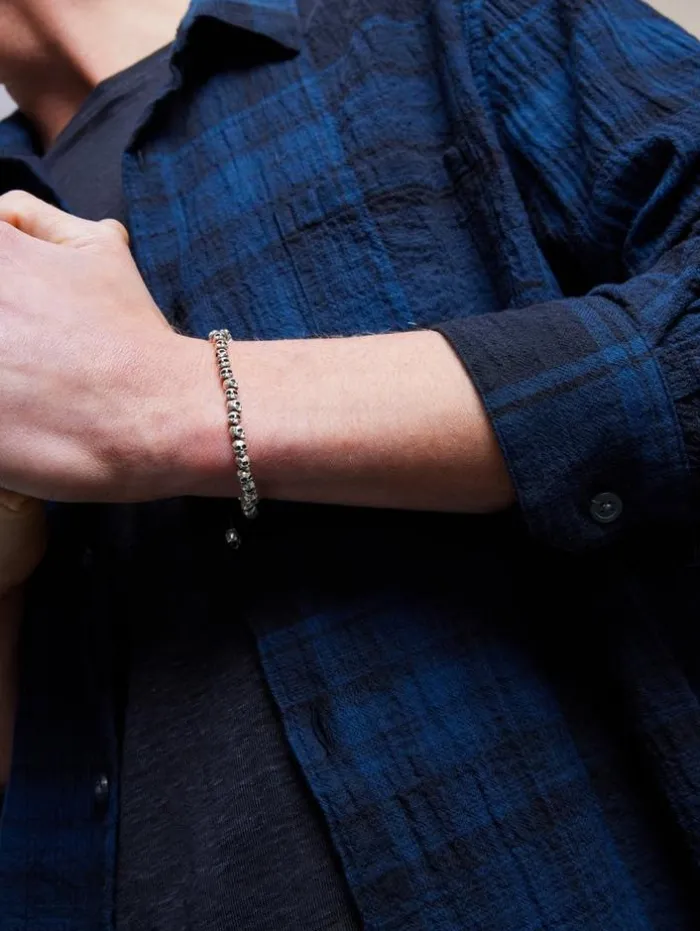 Best Sale John Varvatos BEADED SKULL BRACELET SILVER