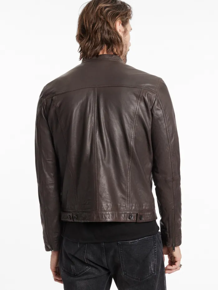 Clearance John Varvatos BRANDO BAND COLLAR JACKET CHARCBROWN