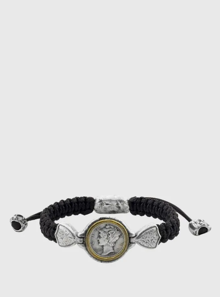Fashion John Varvatos CORDED MERCURY COIN BRACELET SILVER