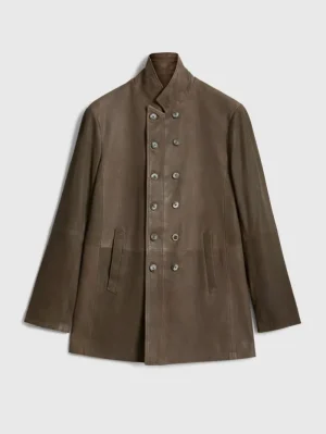 Best Sale John Varvatos CUT-AWAY DOUBLE BREASTED COAT TWINEBROWN