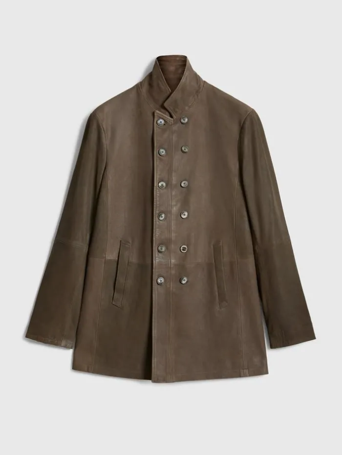 Best Sale John Varvatos CUT-AWAY DOUBLE BREASTED COAT TWINEBROWN
