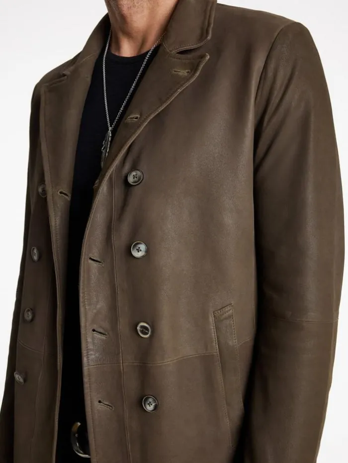 Best Sale John Varvatos CUT-AWAY DOUBLE BREASTED COAT TWINEBROWN