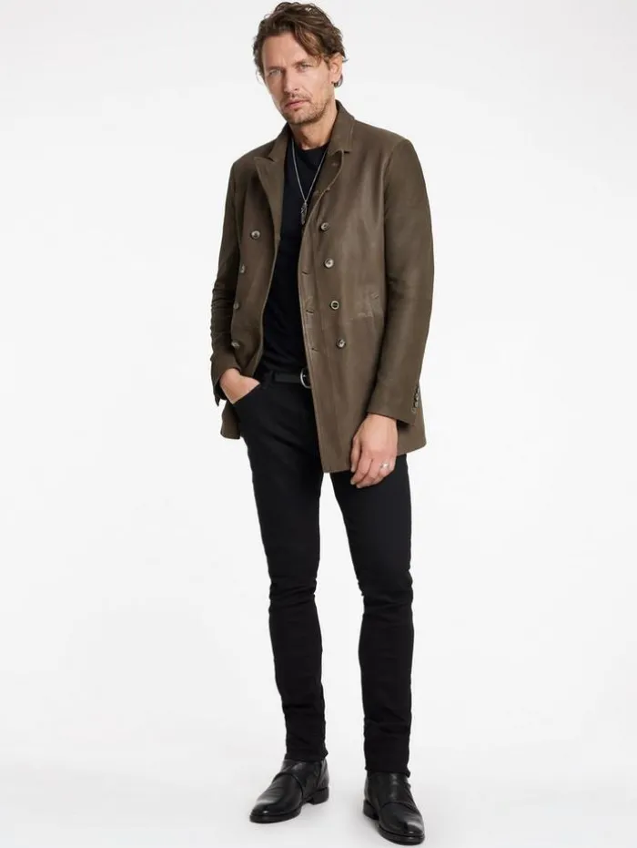 Best Sale John Varvatos CUT-AWAY DOUBLE BREASTED COAT TWINEBROWN