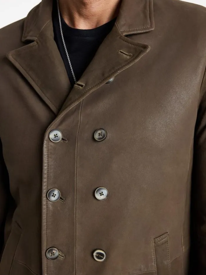 Best Sale John Varvatos CUT-AWAY DOUBLE BREASTED COAT TWINEBROWN