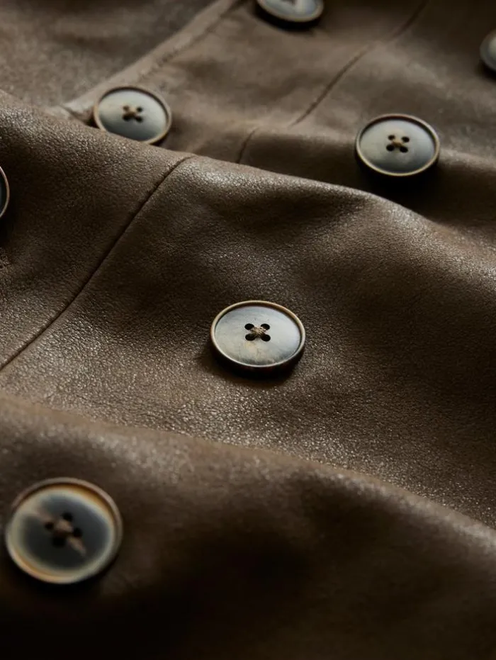 Best Sale John Varvatos CUT-AWAY DOUBLE BREASTED COAT TWINEBROWN