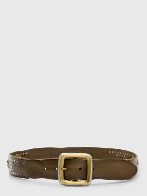 Clearance John Varvatos DOYER STUDDED BELT OLIVE