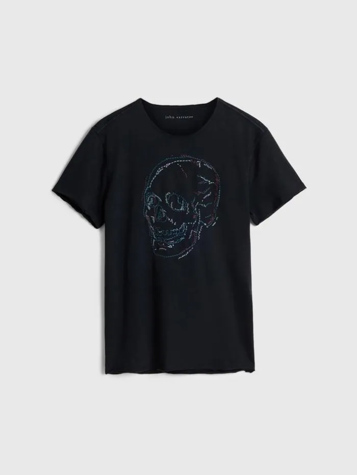 Best Sale John Varvatos EMBROIDERED SKULL TEE BLACK