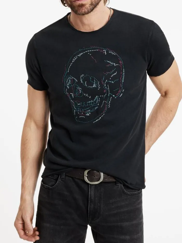 Best Sale John Varvatos EMBROIDERED SKULL TEE BLACK