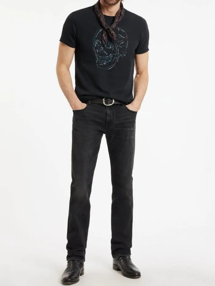 Best Sale John Varvatos EMBROIDERED SKULL TEE BLACK