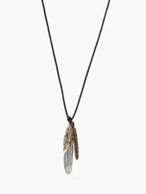 Sale John Varvatos FEATHER PENDANT NECKLACE BLACK
