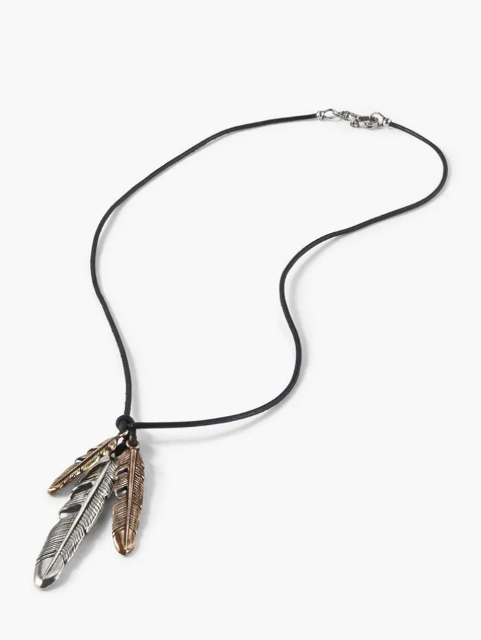 Sale John Varvatos FEATHER PENDANT NECKLACE BLACK