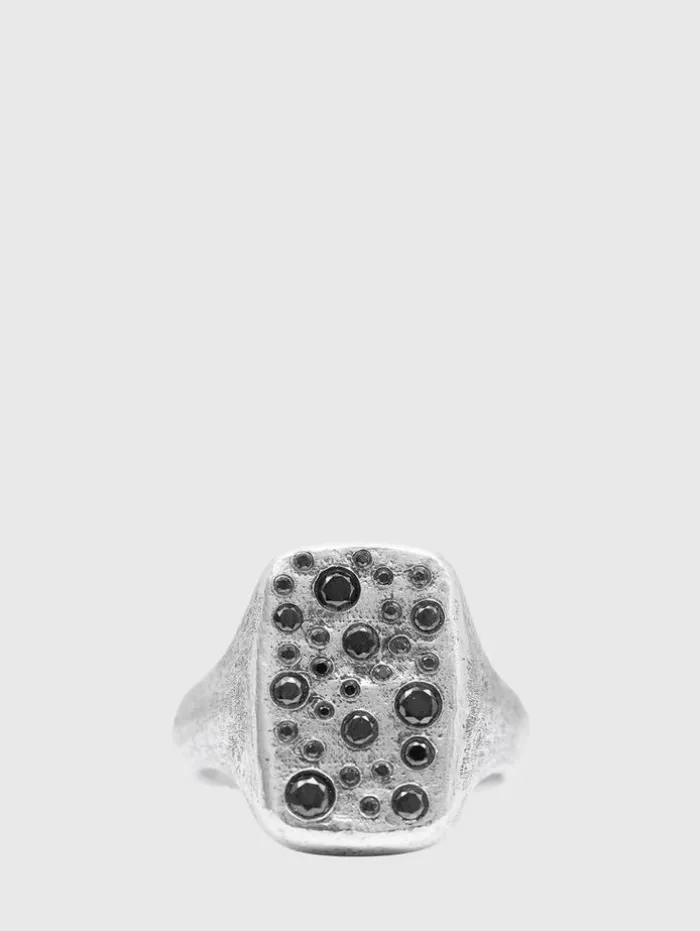 Store John Varvatos FEATURE RING WITH BLACK DIAMONDS NOCOLOR