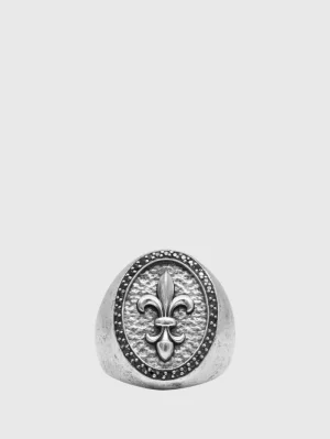 Fashion John Varvatos FLEUR DE LIS FEATURE RING WITH BLACK DIAMONDS NOCOLOR