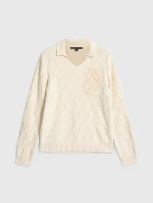 Clearance John Varvatos ROBIN SWEATER POLO ECRU