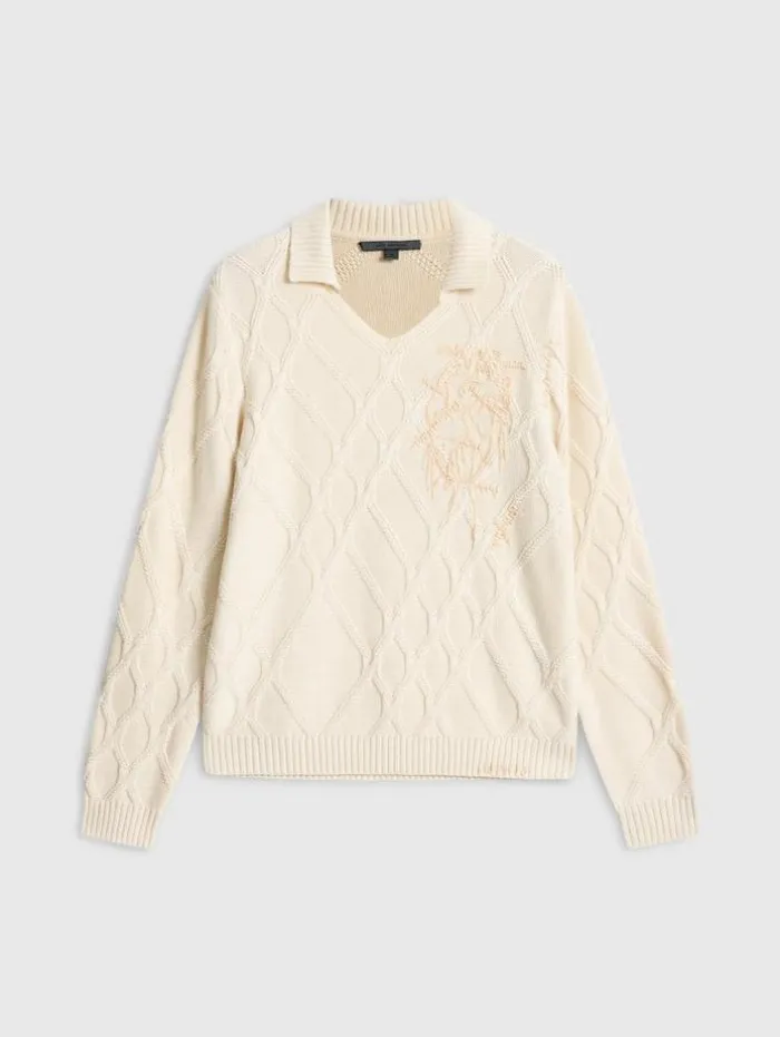 Clearance John Varvatos ROBIN SWEATER POLO ECRU