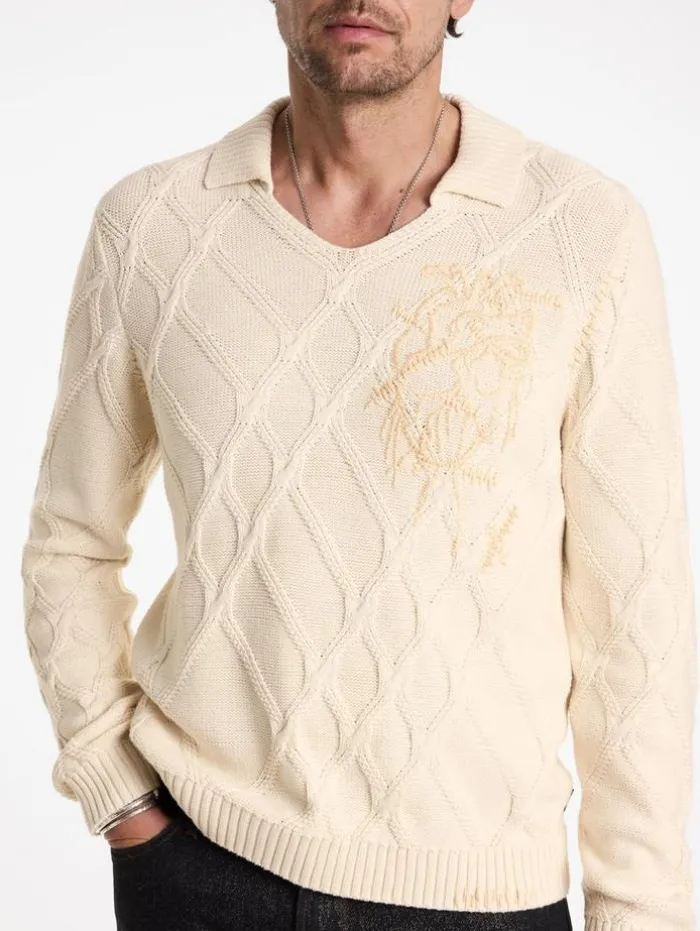 Clearance John Varvatos ROBIN SWEATER POLO ECRU