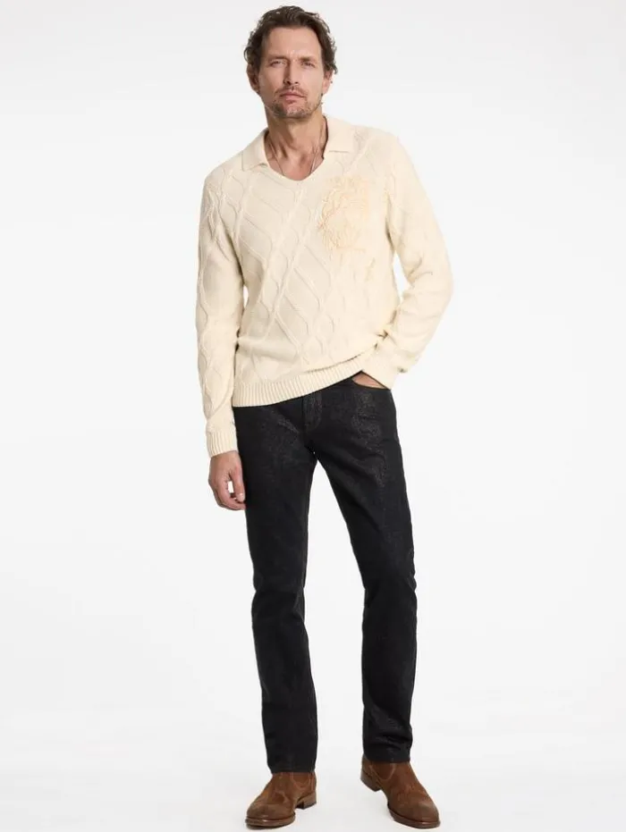 Clearance John Varvatos ROBIN SWEATER POLO ECRU