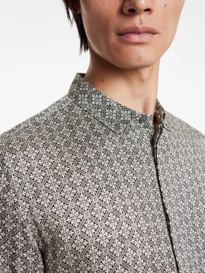 Shop John Varvatos RODNEY SHIRT GREY/TAN