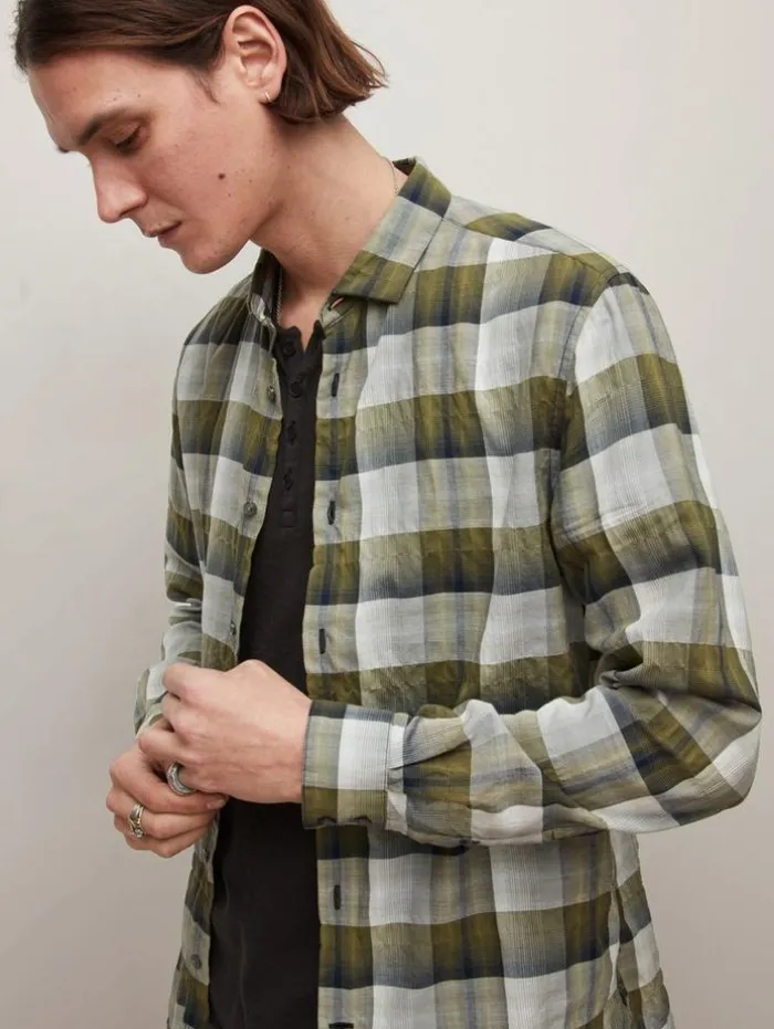 Fashion John Varvatos ROSS SHIRT BOTTLEGREEN