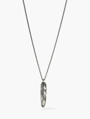 New John Varvatos SILVER FEATHER NECKLACE BLACK