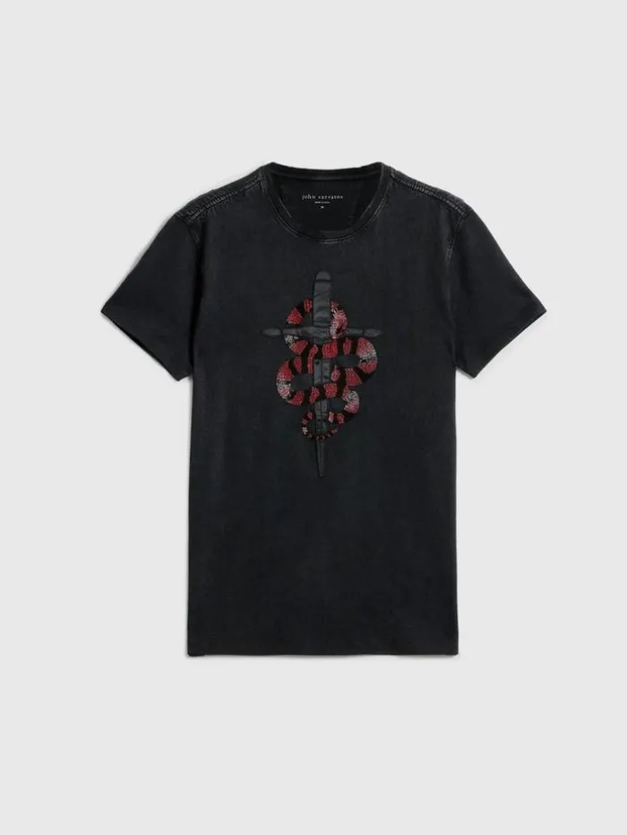 Outlet John Varvatos SNAKE AND DAGGER TEE BLACK