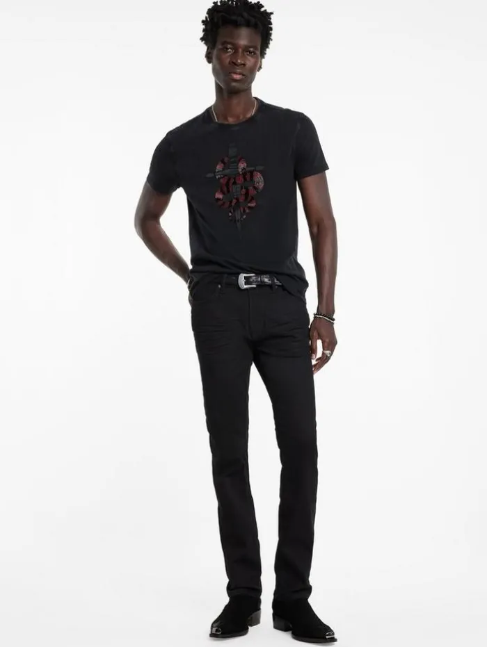 Outlet John Varvatos SNAKE AND DAGGER TEE BLACK