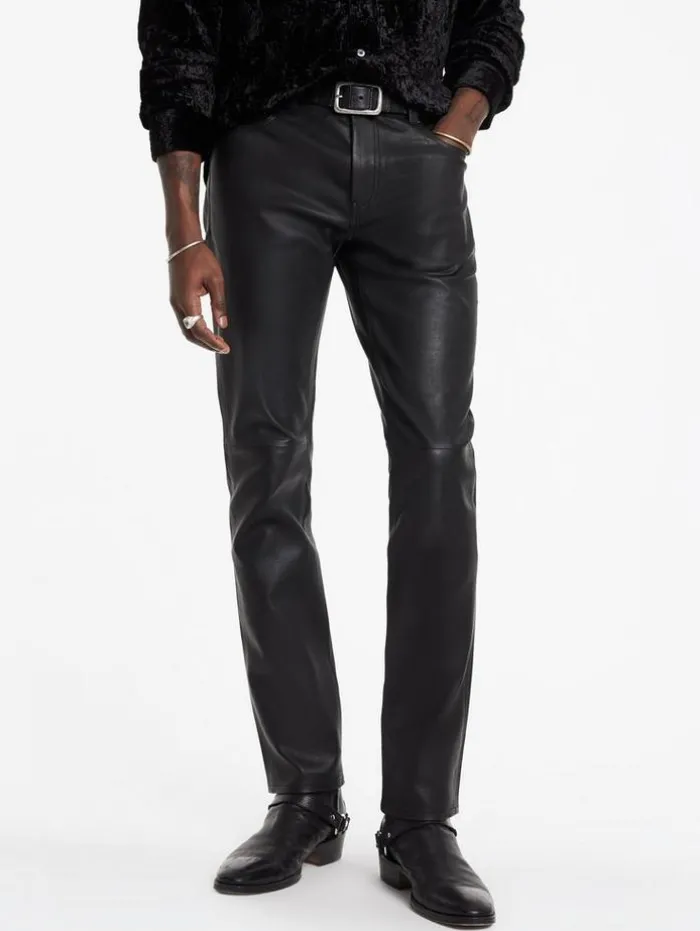 Clearance John Varvatos THE ROCKER LEATHER PANTS BLACK
