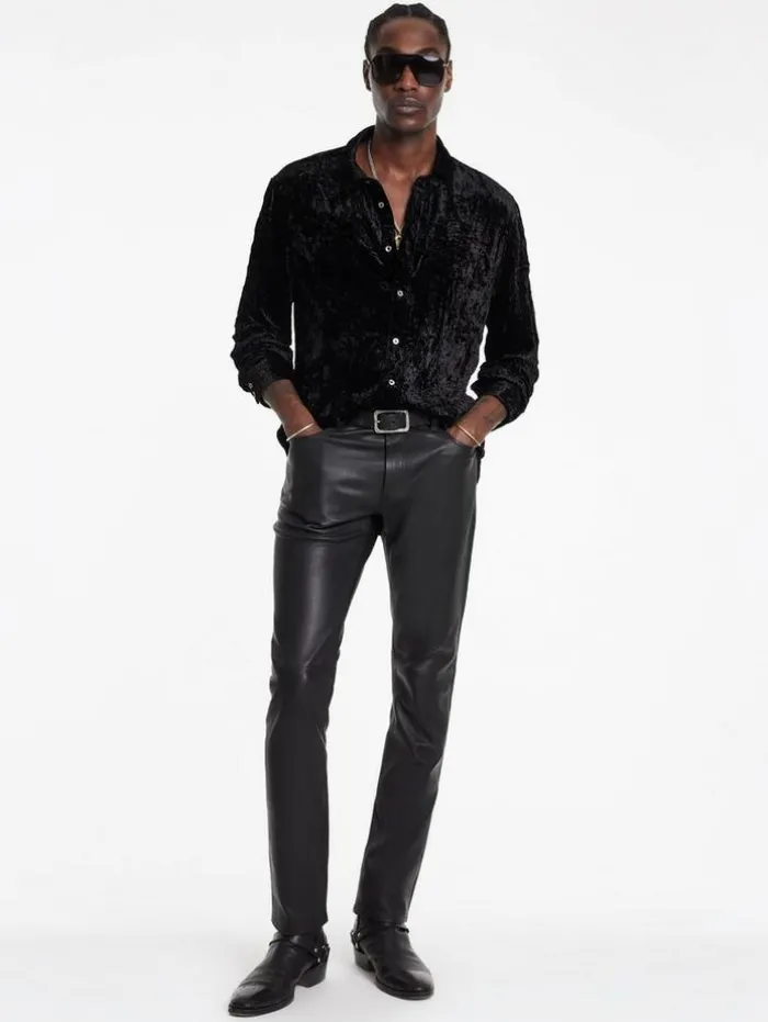 Clearance John Varvatos THE ROCKER LEATHER PANTS BLACK
