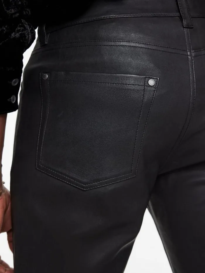 Clearance John Varvatos THE ROCKER LEATHER PANTS BLACK