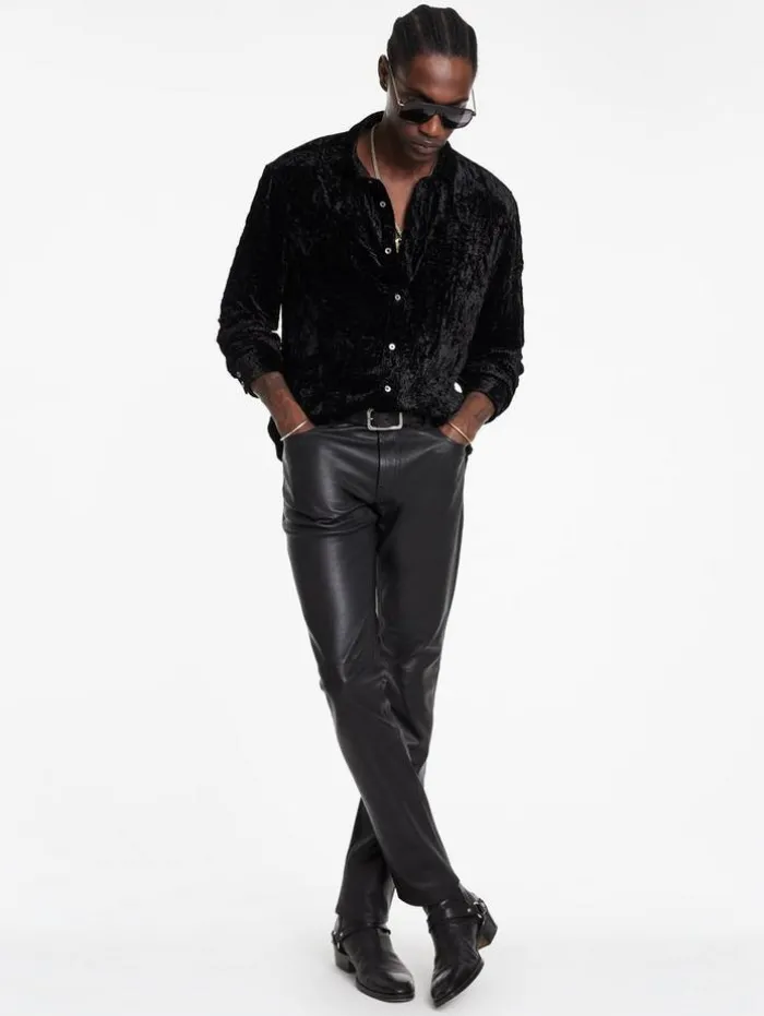 Clearance John Varvatos THE ROCKER LEATHER PANTS BLACK