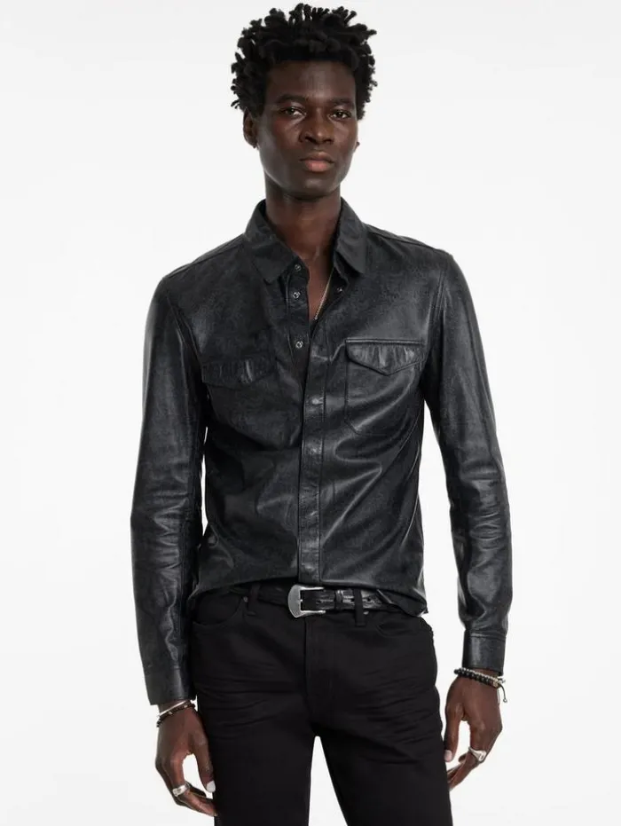 Shop John Varvatos TRAVIS SHIRT JACKET BLACK