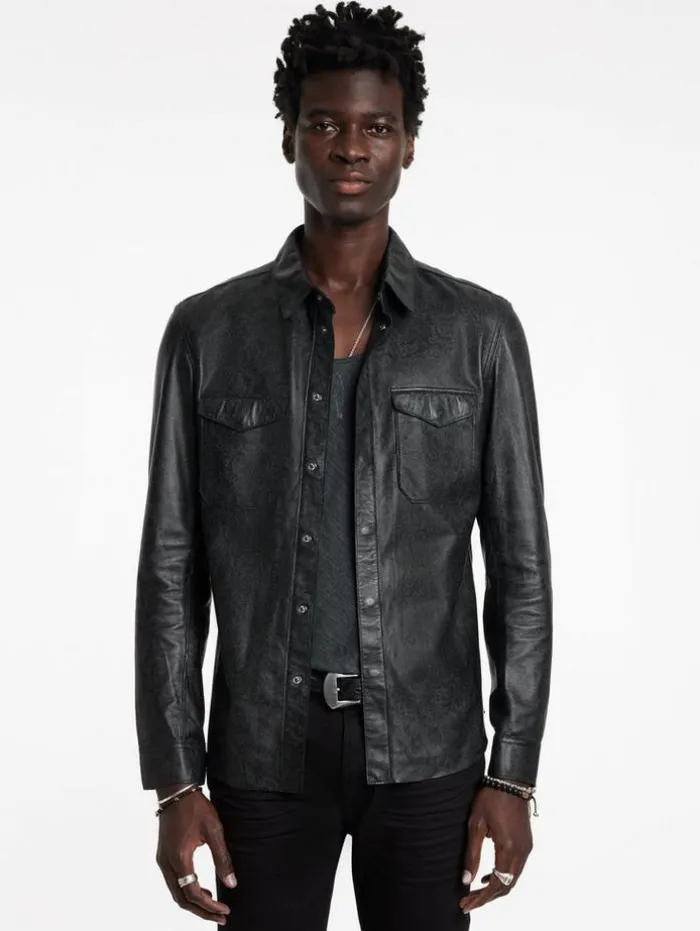 Shop John Varvatos TRAVIS SHIRT JACKET BLACK