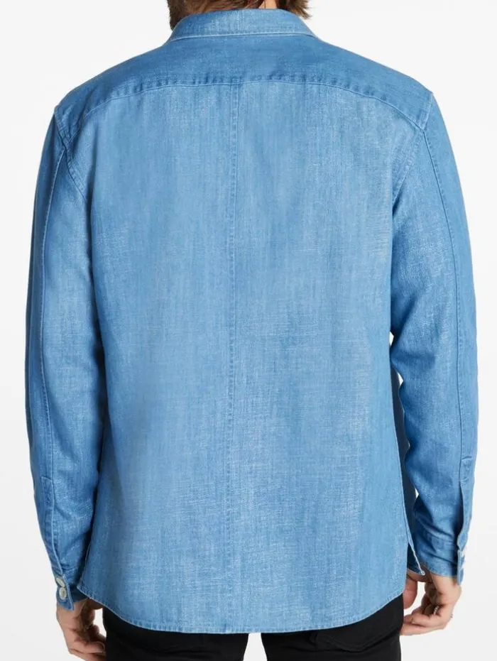 Shop John Varvatos VINTON SHIRT DUSTEDBLUE